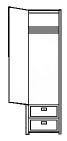 Woodcrest Single Door Wardrobe w\/2 Bottom Drawers, Interior Shelf & Clothes Rod, 24"W, 78"H